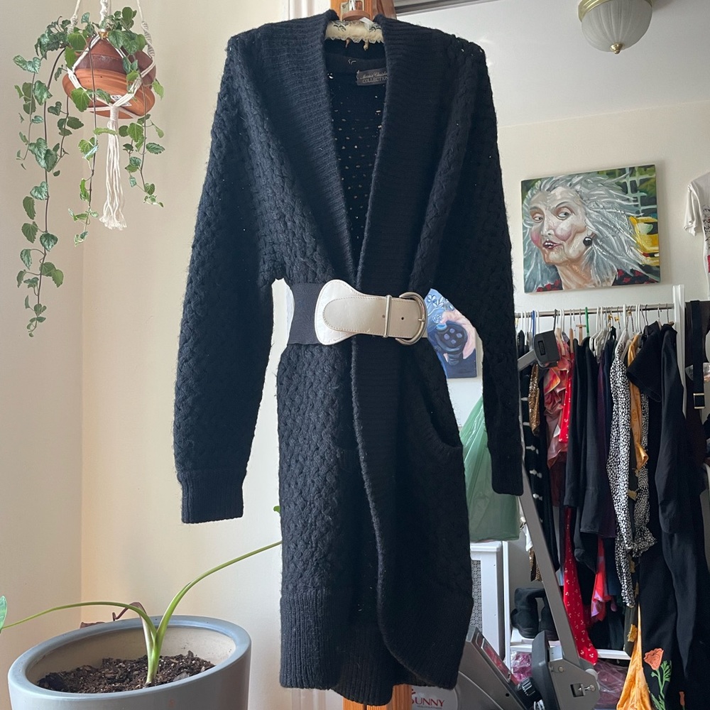 Cozy Vintage Cardigan + Vintage belt